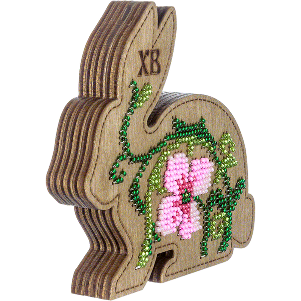 Wooden Bead Embroidery Kit &ndash; &ldquo;Box-Bunny&rdquo; (Double-Sided) FLK-424