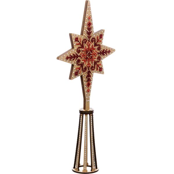 Bead Embroidery Kit on Wooden Base &ndash; &ldquo;Tree Topper &ndash; Red&rdquo; FLK-474