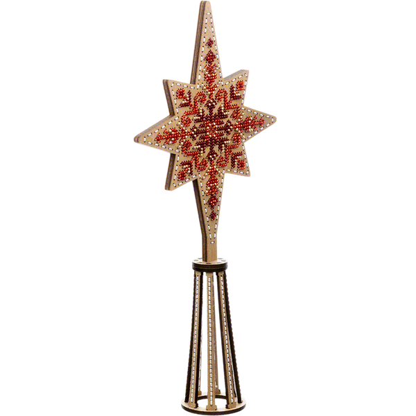Bead Embroidery Kit on Wooden Base &ndash; &ldquo;Tree Topper &ndash; Red&rdquo; FLK-474