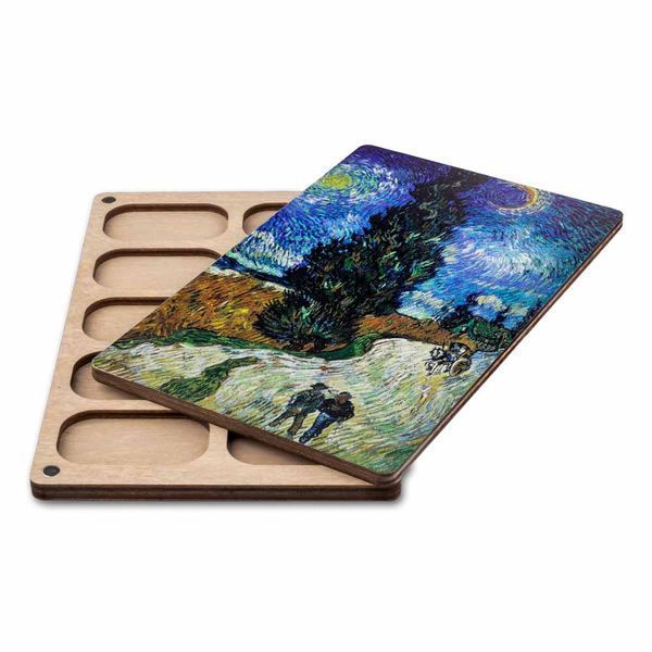 Bead Organizer With Wooden Lid &ndash; &ldquo;Cypress Road with Star, Rectangular&rdquo; FLZB-198