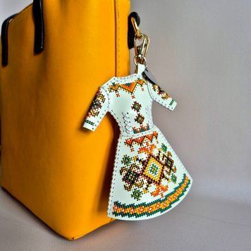 Faux Leather Cross-Stitch Kit &ndash; &ldquo;Bag Charm Dress. Ethnic Pattern&rdquo; FLHL-136