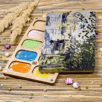 Bead Organizer With Wooden Lid &ndash; &ldquo;Seine in Rouen, Rectangular&rdquo; FLZB-199