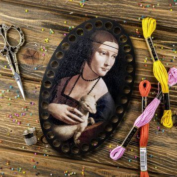 Floss Organizer &ndash; &ldquo;Lady with an Ermine, Oval&rdquo; FLZ(P)-027
