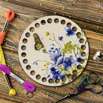 Floss Organizer &ndash; &ldquo;Wildflowers & Butterflies, Round&rdquo; FLZ(P)-061
