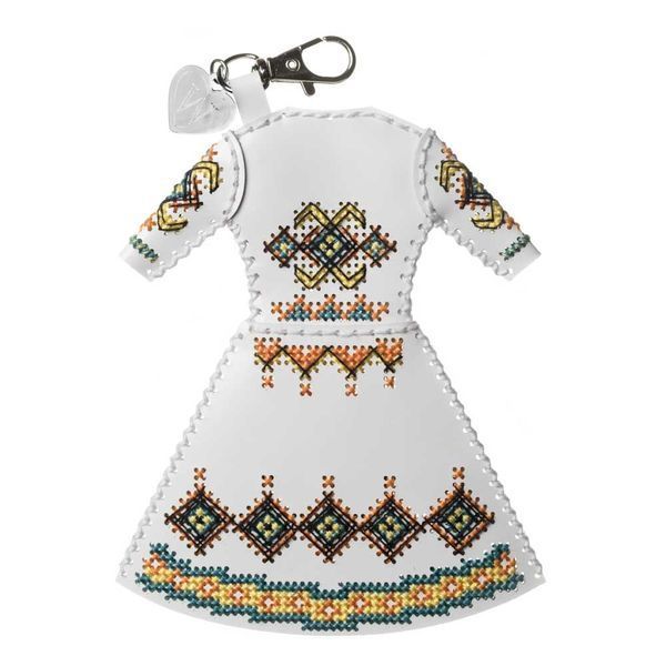 Faux Leather Cross-Stitch Kit &ndash; &ldquo;Bag Charm Dress. Ethnic Pattern&rdquo; FLHL-136