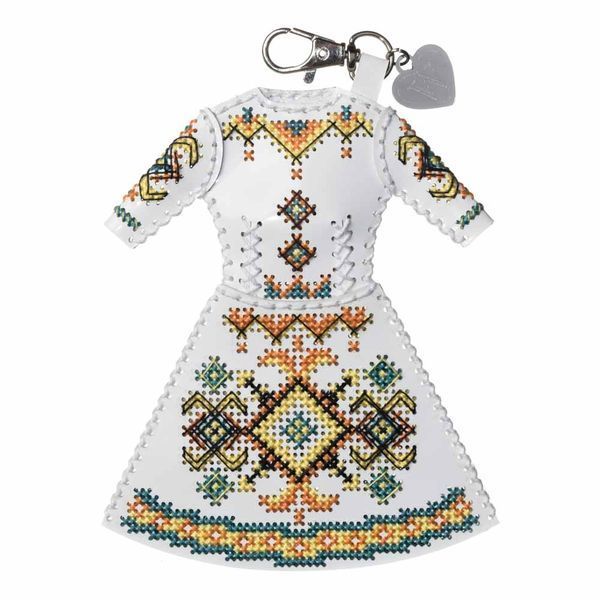 Faux Leather Cross-Stitch Kit &ndash; &ldquo;Bag Charm Dress. Ethnic Pattern&rdquo; FLHL-136