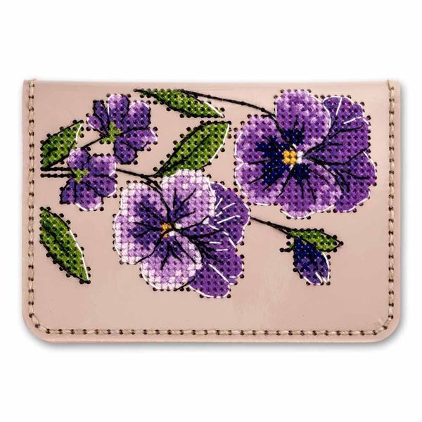 Faux Leather Cross-Stitch Kit &ndash; &ldquo;ID Card Cover&rdquo; FLHL-097 Pink