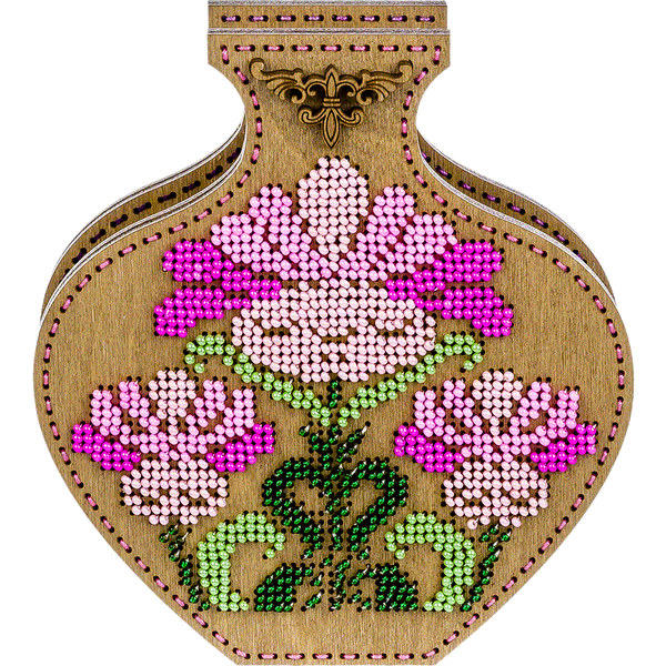 Wooden Bead Embroidery Kit &ndash; &ldquo;Violet Mood&rdquo; (Double-Sided Vase) FLK-344