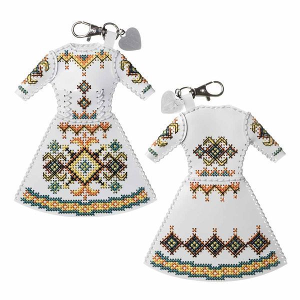 Faux Leather Cross-Stitch Kit &ndash; &ldquo;Bag Charm Dress. Ethnic Pattern&rdquo; FLHL-136