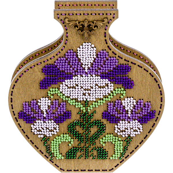 Wooden Bead Embroidery Kit &ndash; &ldquo;Violet Mood&rdquo; (Double-Sided Vase) FLK-344