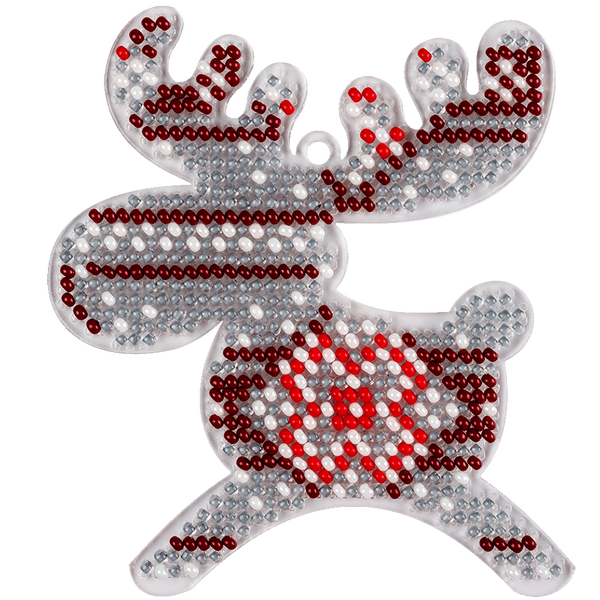 Bead Embroidery Kit (Plastic Base) &ndash; &ldquo;Christmas Ornament &ndash; Moose&rdquo; FLPL-041