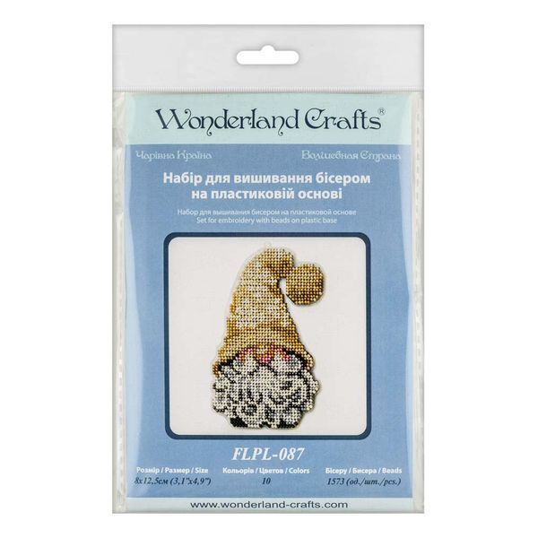 Bead Embroidery Kit (Plastic Base) &ndash; &ldquo;Christmas Ornament &ndash; Christmas Gnome&rdquo; FLPL-087