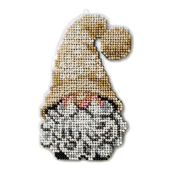 Bead Embroidery Kit (Plastic Base) &ndash; &ldquo;Christmas Ornament &ndash; Christmas Gnome&rdquo; FLPL-087