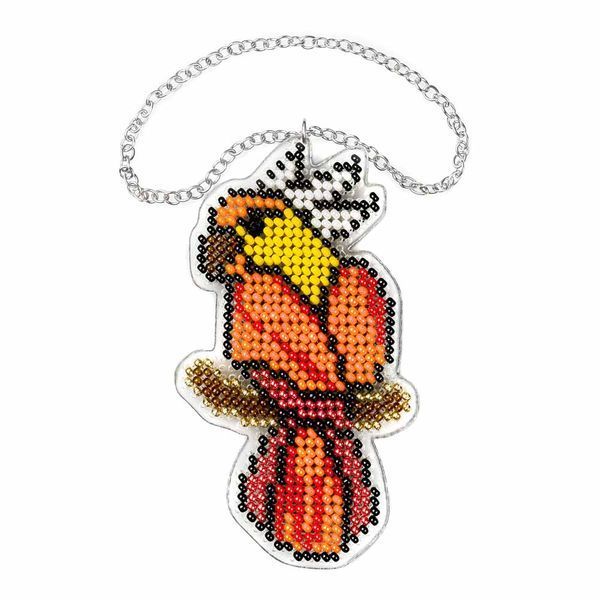 Bead Embroidery Kit (Plastic Base) &ndash; &ldquo;Scarlet Macaw&rdquo; (Double-Sided) FLPL-092