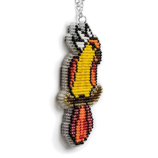 Bead Embroidery Kit (Plastic Base) &ndash; &ldquo;Scarlet Macaw&rdquo; (Double-Sided) FLPL-092