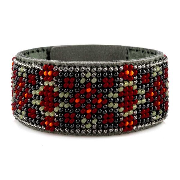 Faux Leather Bead Embroidery Kit &ndash; &ldquo;Bracelet&rdquo; (3 &times; 22 cm) FLBB-111 Khaki