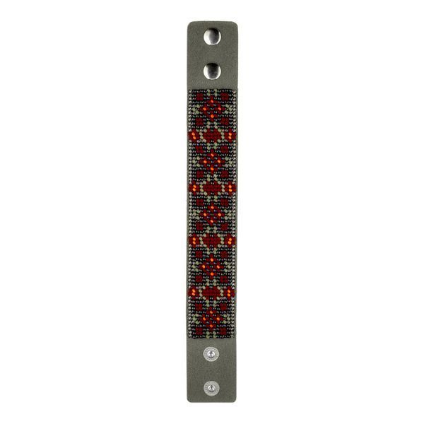 Faux Leather Bead Embroidery Kit &ndash; &ldquo;Bracelet&rdquo; (3 &times; 22 cm) FLBB-111 Khaki