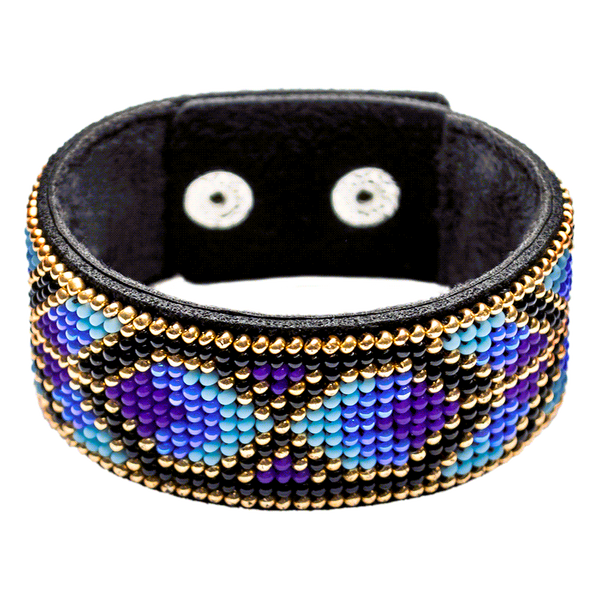 Faux Leather Bead Embroidery Kit &ndash; &ldquo;Bracelet&rdquo; (3 &times; 22 cm) FLBB-026 Black