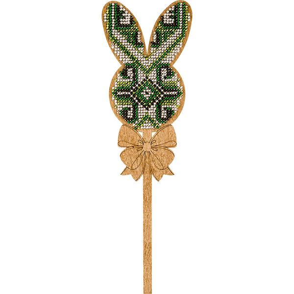 Wooden Bead Embroidery Topper &ndash; &ldquo;Bunny&rdquo; FLK-093
