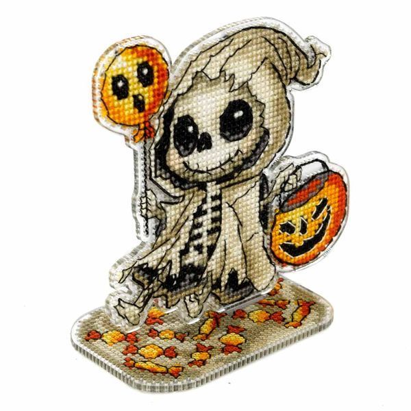 Plastic Cross-Stitch Kit &ndash; &ldquo;Skeleton With A Balloon&rdquo; FLX-121