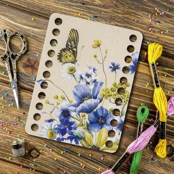 Floss Organizer &ndash; &ldquo;Wildflowers & Butterflies, Rectangular&rdquo; FLZ(P)-062