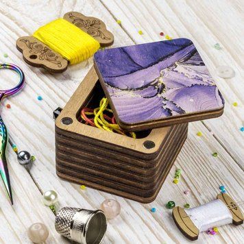 Thread Catcher Square &ndash; &ldquo;Purple Petals&rdquo; FLZB(N)-104