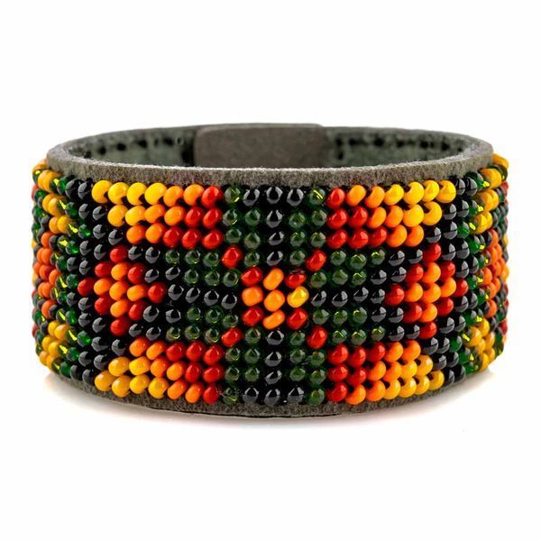 Faux Leather Bead Embroidery Kit &ndash; &ldquo;Bracelet&rdquo; (3 &times; 17 cm) FLBB-112 Khaki
