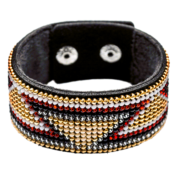 Faux Leather Bead Embroidery Kit &ndash; &ldquo;Bracelet&rdquo; (3 &times; 22 cm) FLBB-027 Black