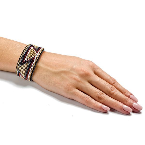 Faux Leather Bead Embroidery Kit &ndash; &ldquo;Bracelet&rdquo; (3 &times; 22 cm) FLBB-027 Black