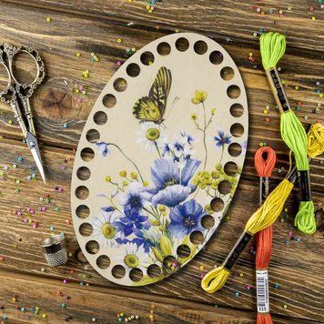 Floss Organizer &ndash; &ldquo;Wildflowers & Butterflies, Oval&rdquo; FLZ(P)-063
