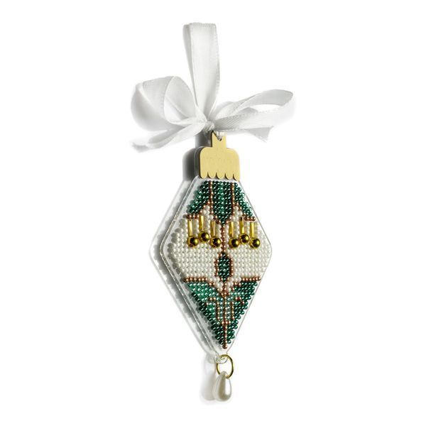 Bead Embroidery Kit (Plastic Base) &ndash; &ldquo;Christmas Ornament &ndash; Silver Fairytale&rdquo; FLPL-116