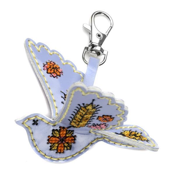 Faux Leather Cross-Stitch Kit &ndash; &ldquo;Bag Charm Bird. Golden Ear&rdquo; FLHL-110