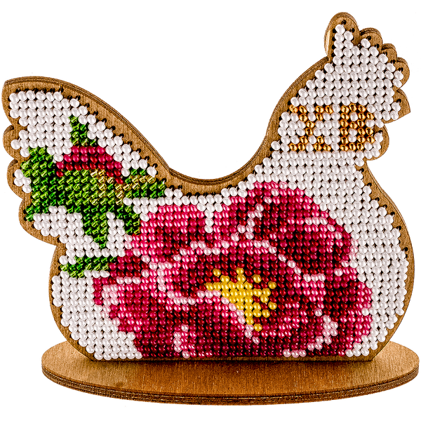 Wooden Bead Embroidery Kit &ndash; &ldquo;Hen&rdquo; FLK-095