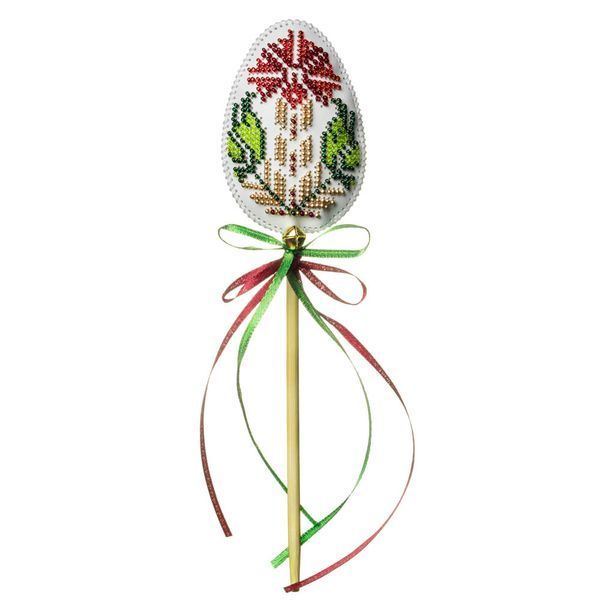 Faux Leather Bead Embroidery Kit &ndash; &ldquo;Topper Red Easter Egg&rdquo; FLBB-189