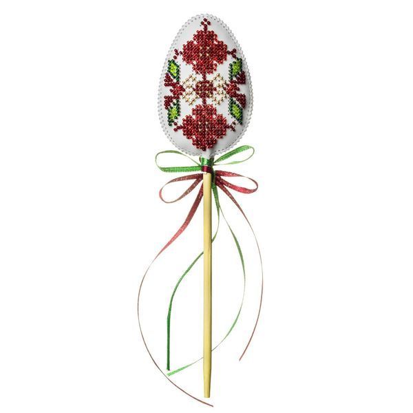 Faux Leather Bead Embroidery Kit &ndash; &ldquo;Topper Red Easter Egg&rdquo; FLBB-189