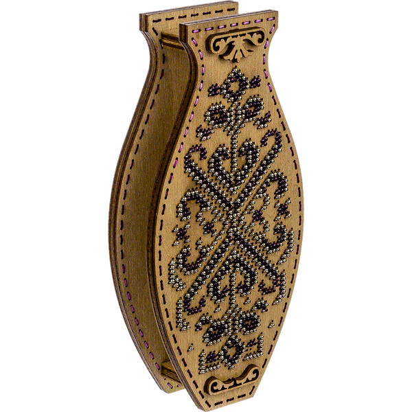 Wooden Bead Embroidery Kit &ndash; &ldquo;Secret Pattern&rdquo; (Double-Sided Vase) FLK-346