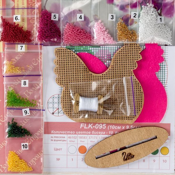 Wooden Bead Embroidery Kit &ndash; &ldquo;Hen&rdquo; FLK-095