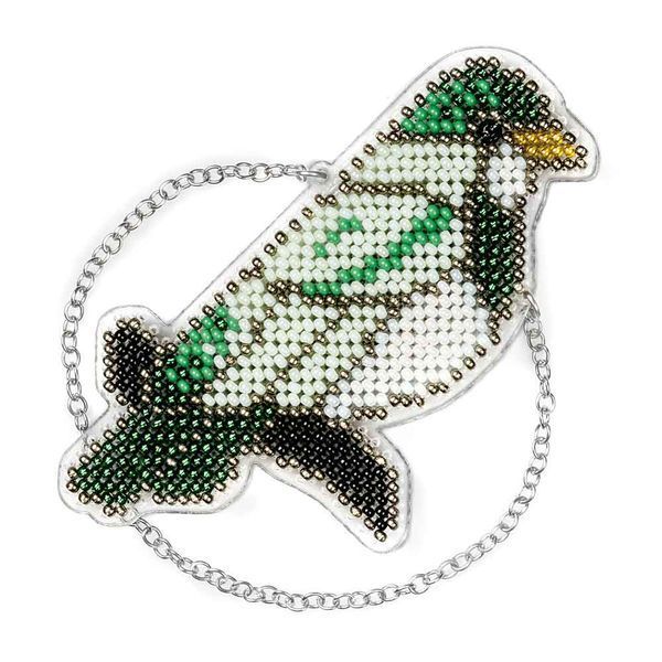 Bead Embroidery Kit (Plastic Base) &ndash; &ldquo;Green Tanager&rdquo; (Double-Sided) FLPL-094