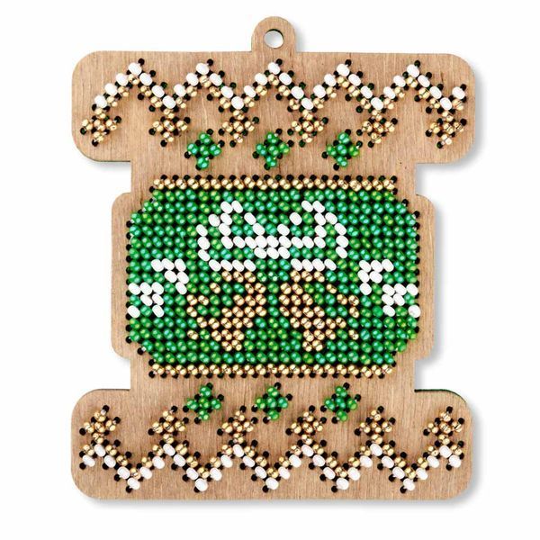 Wooden Bead Embroidery Kit &ndash; &ldquo;Christmas Ornament &ndash; Festive Bobbin&rdquo; FLK-521