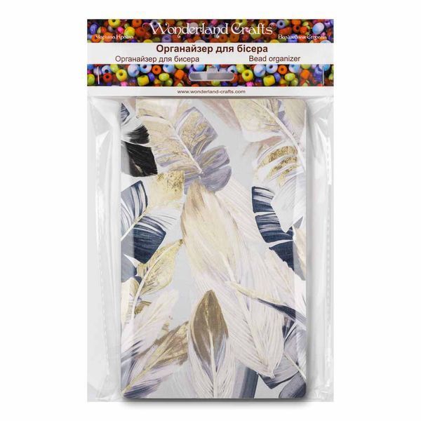 Bead Organizer With Wooden Lid &ndash; &ldquo;Feathers, Rectangular&rdquo; FLZB-201