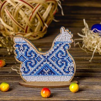 Wooden Bead Embroidery Kit &ndash; &ldquo;Hen&rdquo; FLK-096
