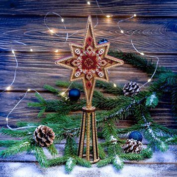 Wooden Bead Embroidery Kit &ndash; &ldquo;Christmas Tree Topper&rdquo; FLK-378