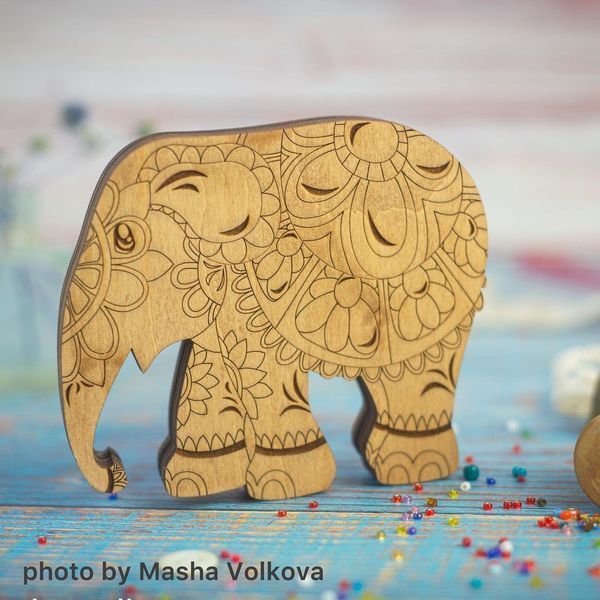 Wooden-Lid Bead Organizer &ndash; &ldquo;Indian Elephant&rdquo; FLZB-097