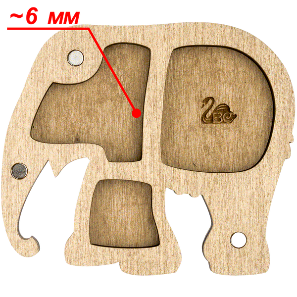 Wooden-Lid Bead Organizer &ndash; &ldquo;Indian Elephant&rdquo; FLZB-097