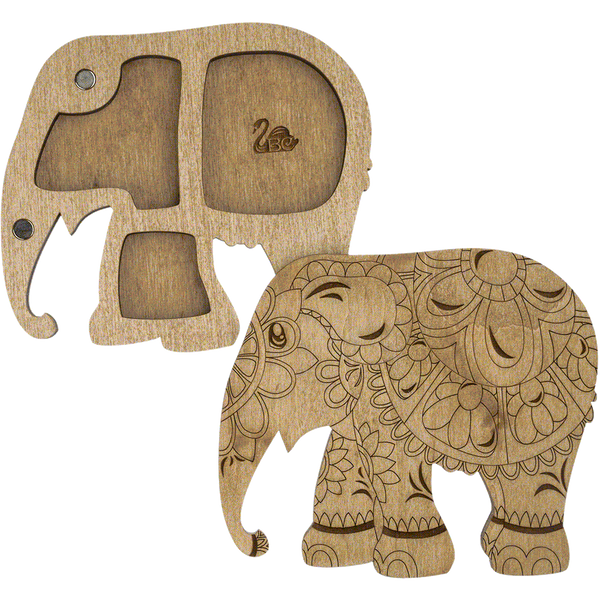 Wooden-Lid Bead Organizer &ndash; &ldquo;Indian Elephant&rdquo; FLZB-097