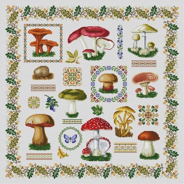 Cross-Stitch Pattern &ndash; "Mushroom Variety" WLP-061