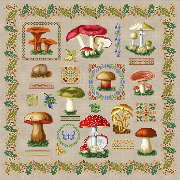 Cross-Stitch Pattern &ndash; "Mushroom Variety" WLP-061