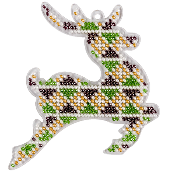 Bead Embroidery Kit (Plastic Base) &ndash; &ldquo;Christmas Ornament &ndash; Deer&rdquo; FLPL-044
