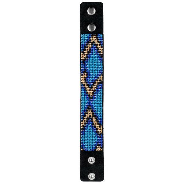Faux Leather Bead Embroidery Kit &ndash; &ldquo;Bracelet&rdquo; (3 &times; 22 cm) FLBB-029 Black