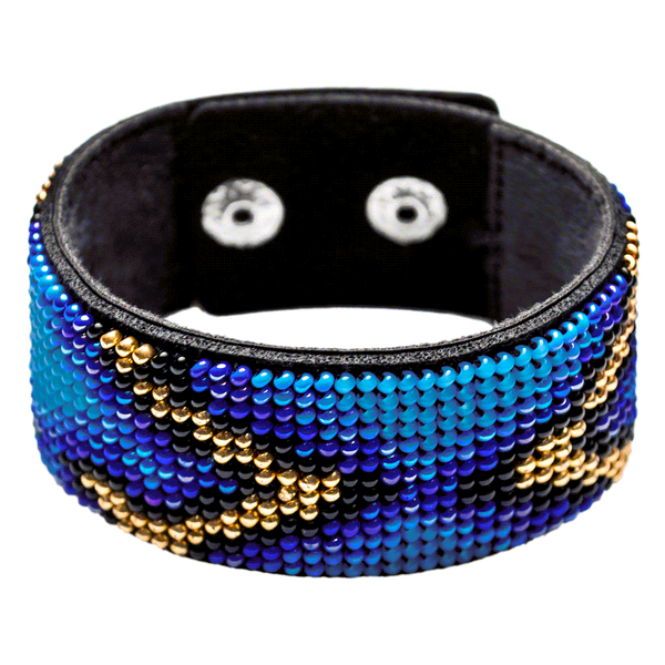Faux Leather Bead Embroidery Kit &ndash; &ldquo;Bracelet&rdquo; (3 &times; 22 cm) FLBB-029 Black